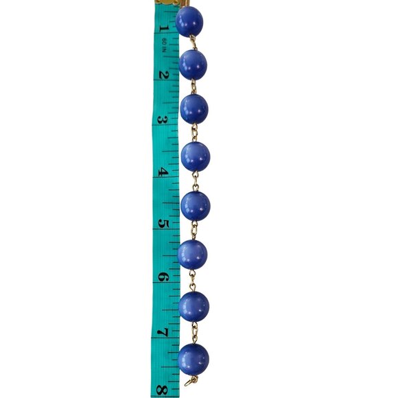 Gold Tone Vintage Round Lucite Moonstone Bead Bracelet 8" Long, L147 - Picture 6 of 7